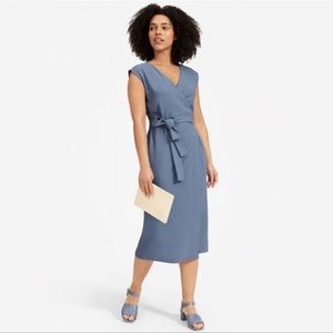 Everlane | Japanese Goweave Sleeveless Wrap Dress | Dusty Blue | Size 2